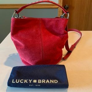 LUCKY Brand Bucket Shoulder Purse. In Red Suede. NWT